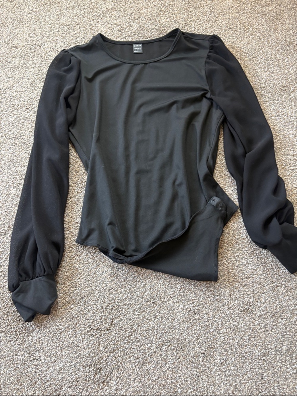 H&M Black Long-Sleeve Sheer Sleeve Blouse